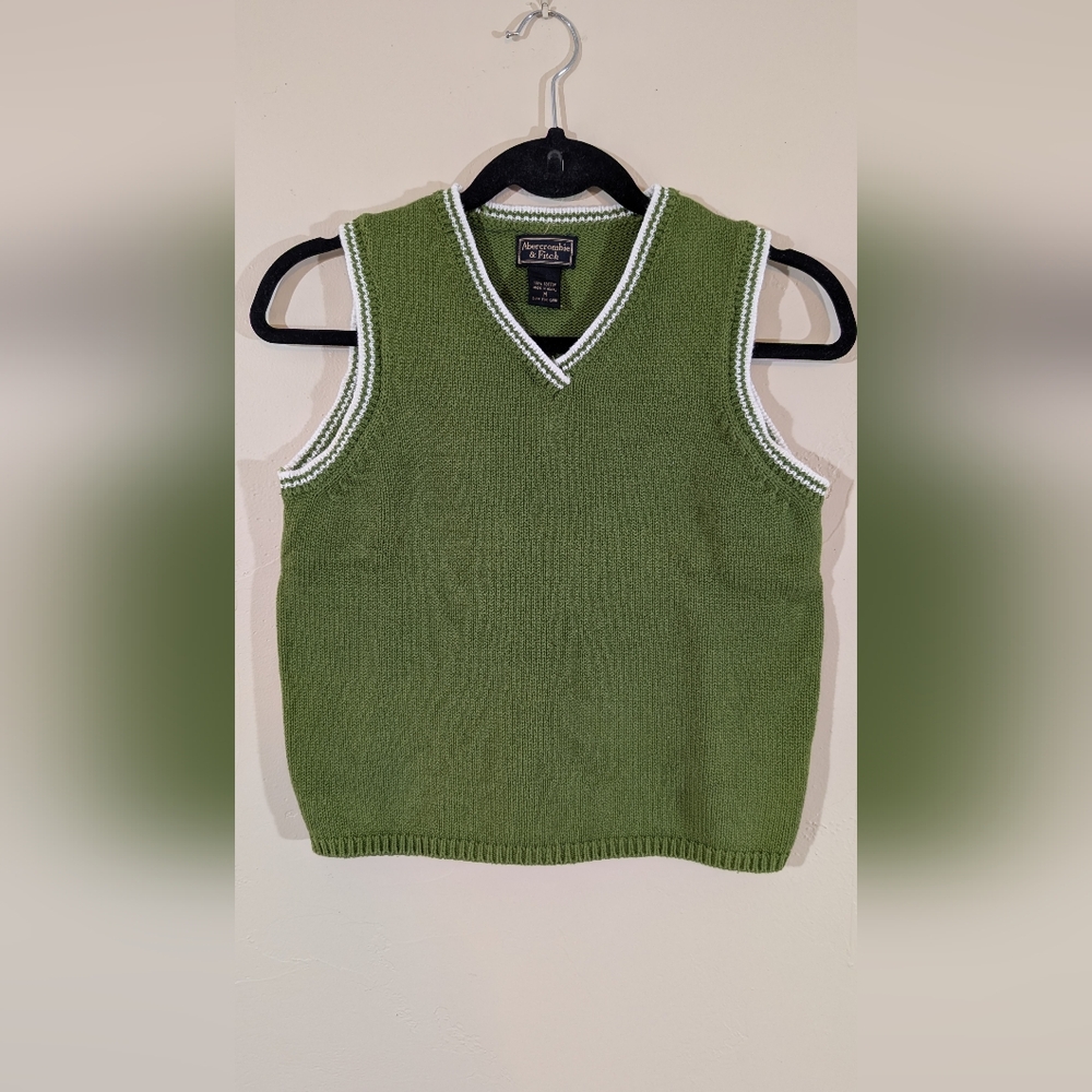 Abercrombie & Fitch Vintage Y2K Sweater Vest Green Cotton Women's Medium